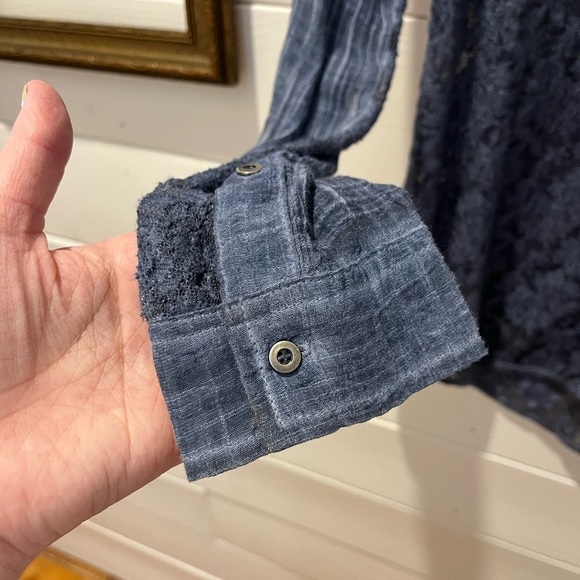 Lace & Chambray Button-Up Shirt – WILLIAM RAST Size M - Picture 8 of 9